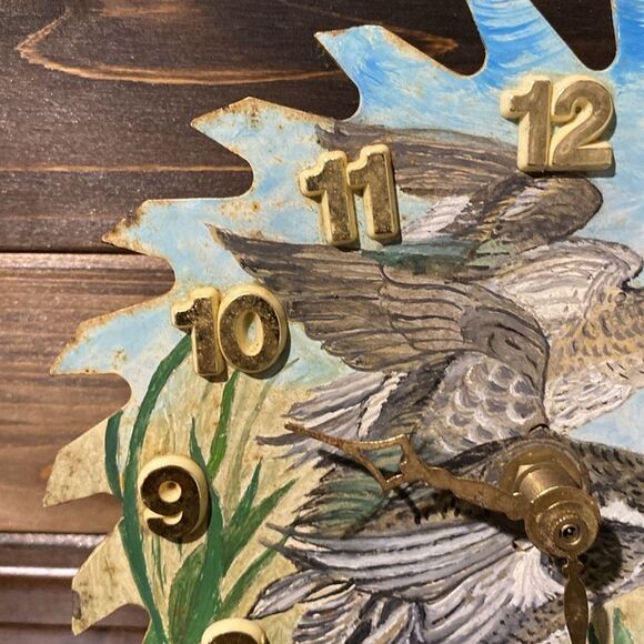 Custom Hand Painted Saw Blade Clock with Ducks Nature Scene - Picture 4 of 6